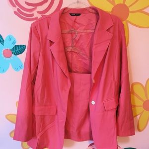 Hot pink mini skirt and blazer suit, shein size XL